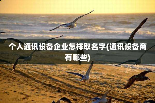 个人通讯设备企业怎样取名字(通讯设备商有哪些)