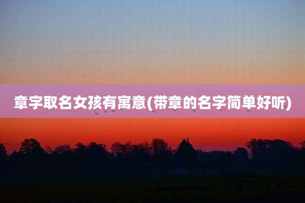 章字取名女孩有寓意(带章的名字简单好听)
