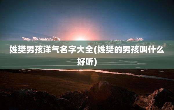 姓樊男孩洋气名字大全(姓樊的男孩叫什么好听)