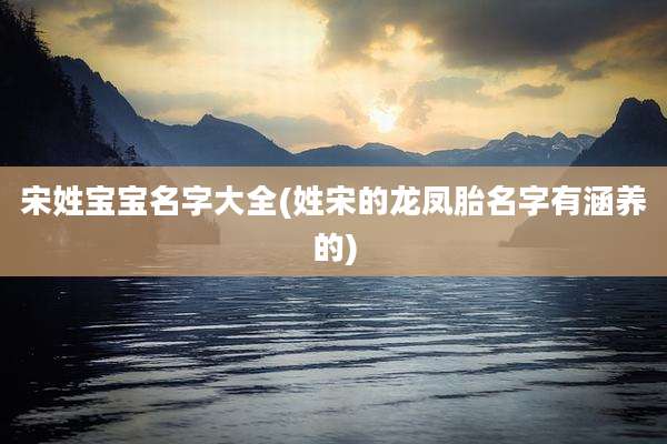 宋姓宝宝名字大全(姓宋的龙凤胎名字有涵养的)