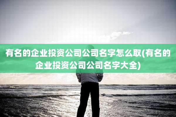 有名的企业投资公司公司名字怎么取(有名的企业投资公司公司名字大全)