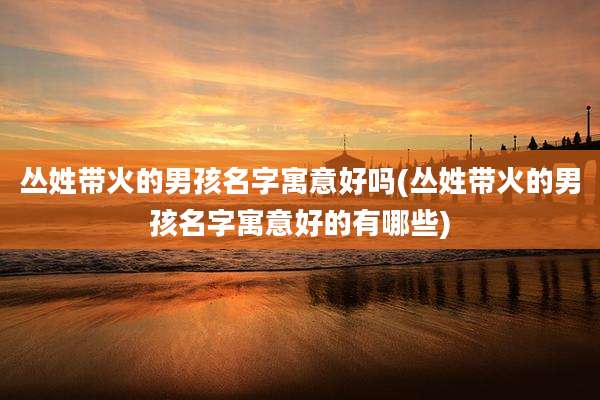 丛姓带火的男孩名字寓意好吗(丛姓带火的男孩名字寓意好的有哪些)