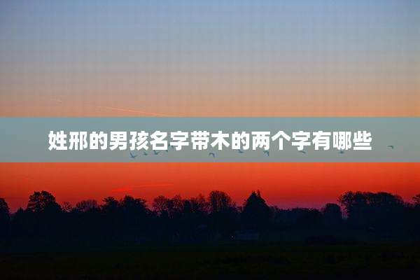 姓邢的男孩名字带木的两个字有哪些