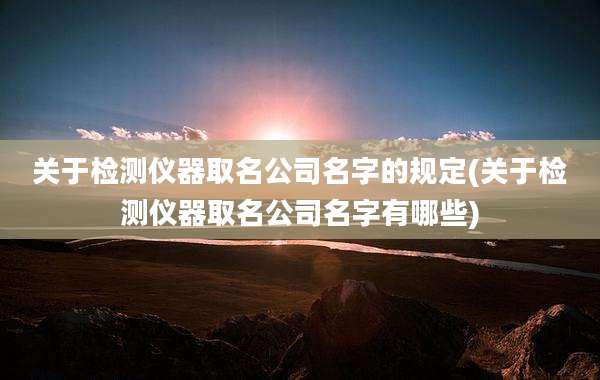 关于检测仪器取名公司名字的规定(关于检测仪器取名公司名字有哪些)