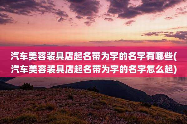 汽车美容装具店起名带为字的名字有哪些(汽车美容装具店起名带为字的名字怎么起)