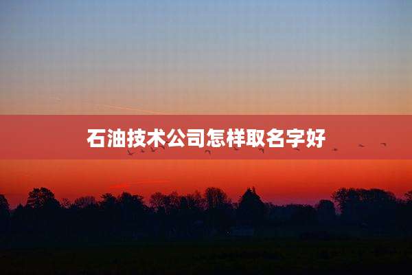 石油技术公司怎样取名字好