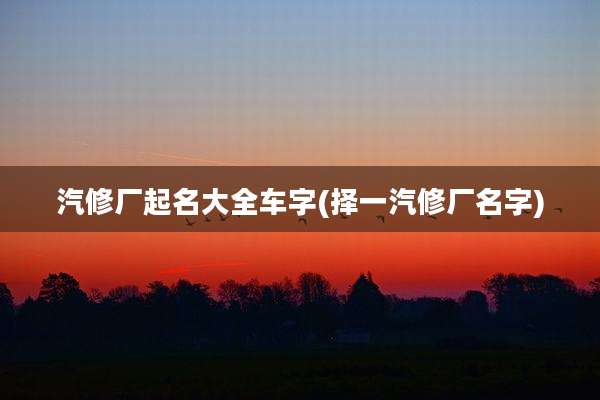 汽修厂起名大全车字(择一汽修厂名字)