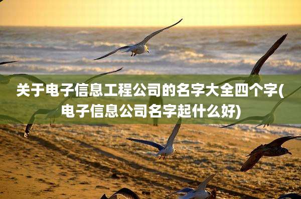 关于电子信息工程公司的名字大全四个字(电子信息公司名字起什么好)