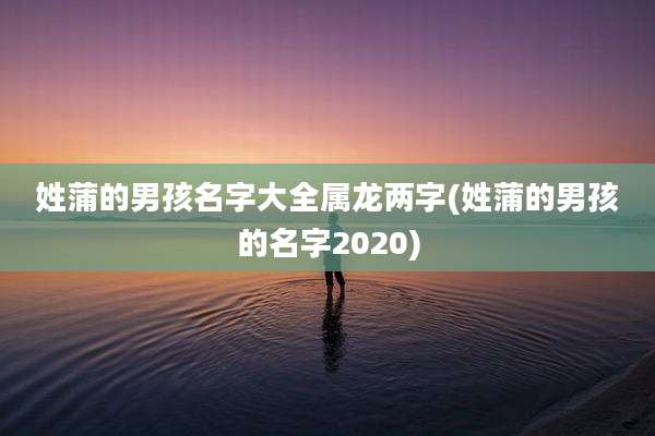 姓蒲的男孩名字大全属龙两字(姓蒲的男孩的名字2020)