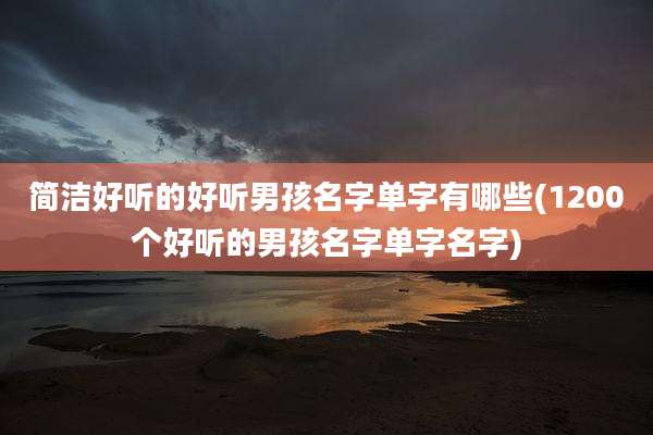 简洁好听的好听男孩名字单字有哪些(1200个好听的男孩名字单字名字)