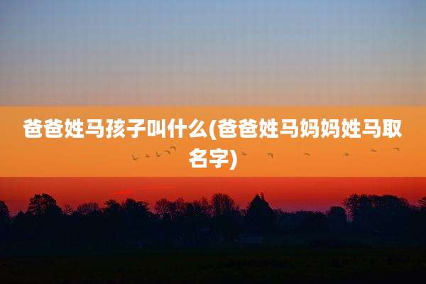 爸爸姓马孩子叫什么(爸爸姓马妈妈姓马取名字)