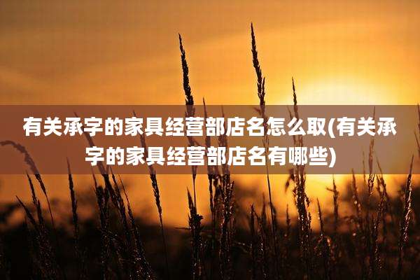 有关承字的家具经营部店名怎么取(有关承字的家具经营部店名有哪些)