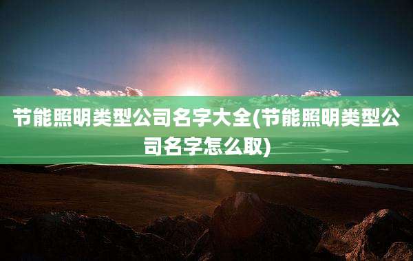 节能照明类型公司名字大全(节能照明类型公司名字怎么取)