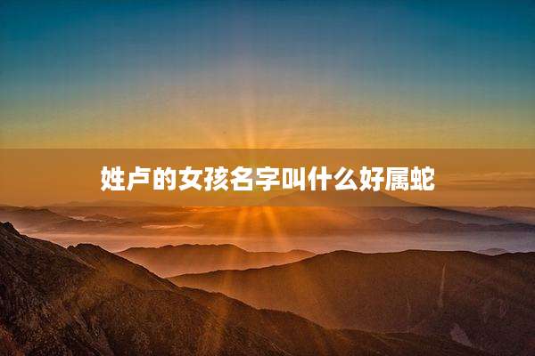 姓卢的女孩名字叫什么好属蛇