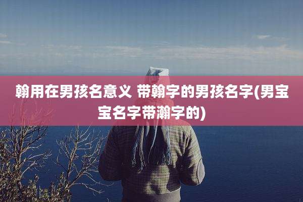翰用在男孩名意义 带翰字的男孩名字(男宝宝名字带瀚字的)