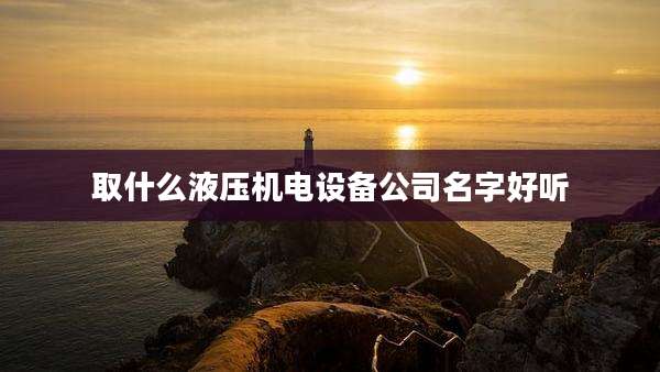 取什么液压机电设备公司名字好听