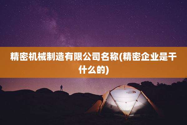 精密机械制造有限公司名称(精密企业是干什么的)