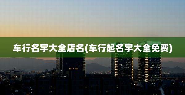 车行名字大全店名(车行起名字大全免费)