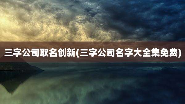三字公司取名创新(三字公司名字大全集免费)