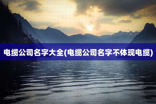 电缆公司名字大全(电缆公司名字不体现电缆)