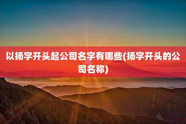以扬字开头起公司名字有哪些(扬字开头的公司名称)