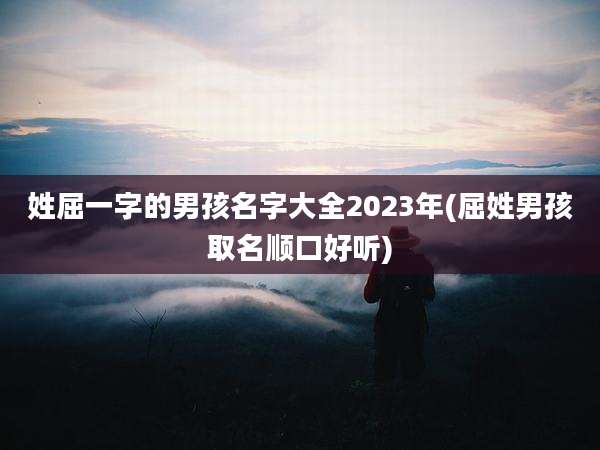 姓屈一字的男孩名字大全2023年(屈姓男孩取名顺口好听)