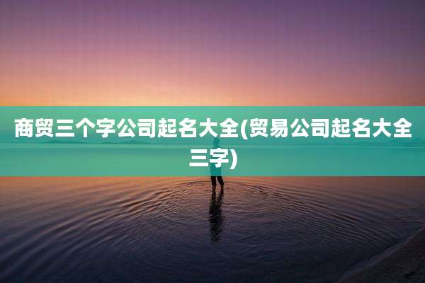 商贸三个字公司起名大全(贸易公司起名大全三字)