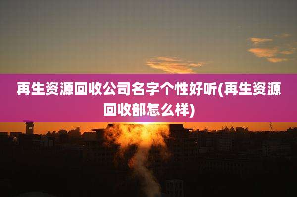 再生资源回收公司名字个性好听(再生资源回收部怎么样)