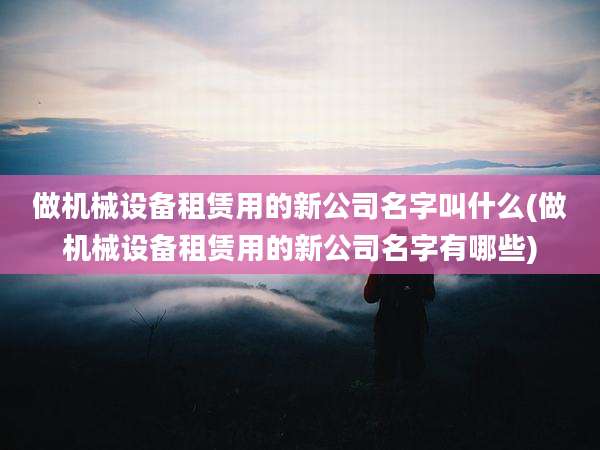 做机械设备租赁用的新公司名字叫什么(做机械设备租赁用的新公司名字有哪些)