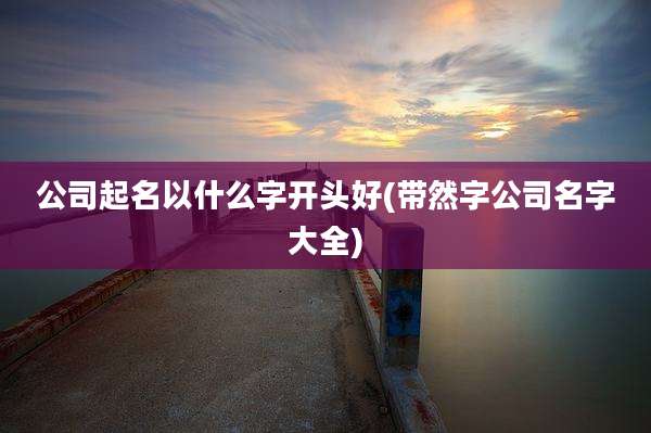 公司起名以什么字开头好(带然字公司名字大全)