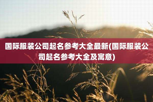 国际服装公司起名参考大全最新(国际服装公司起名参考大全及寓意)