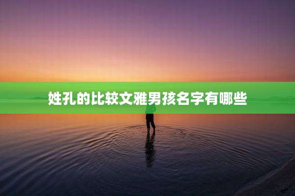 姓孔的比较文雅男孩名字有哪些