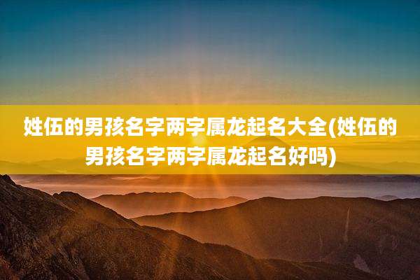 姓伍的男孩名字两字属龙起名大全(姓伍的男孩名字两字属龙起名好吗)