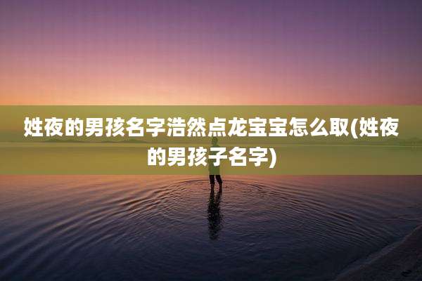 姓夜的男孩名字浩然点龙宝宝怎么取(姓夜的男孩子名字)