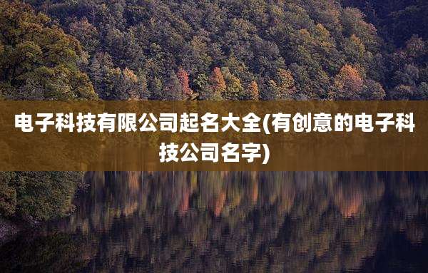 电子科技有限公司起名大全(有创意的电子科技公司名字)