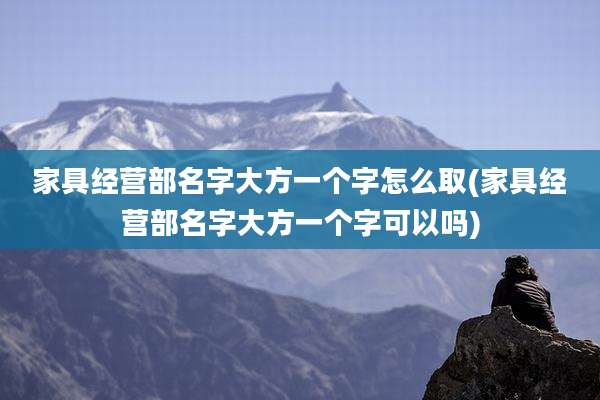 家具经营部名字大方一个字怎么取(家具经营部名字大方一个字可以吗)