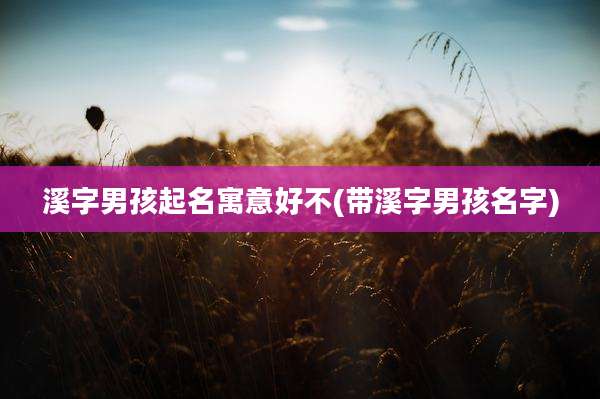 溪字男孩起名寓意好不(带溪字男孩名字)