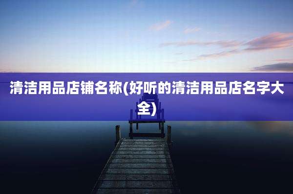 清洁用品店铺名称(好听的清洁用品店名字大全)
