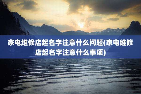 家电维修店起名字注意什么问题(家电维修店起名字注意什么事项)
