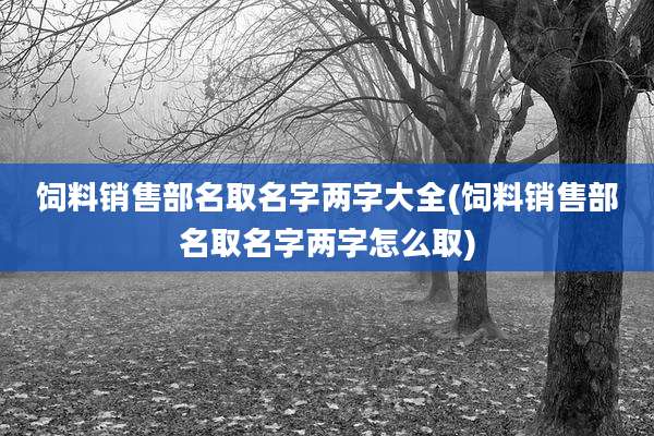 饲料销售部名取名字两字大全(饲料销售部名取名字两字怎么取)