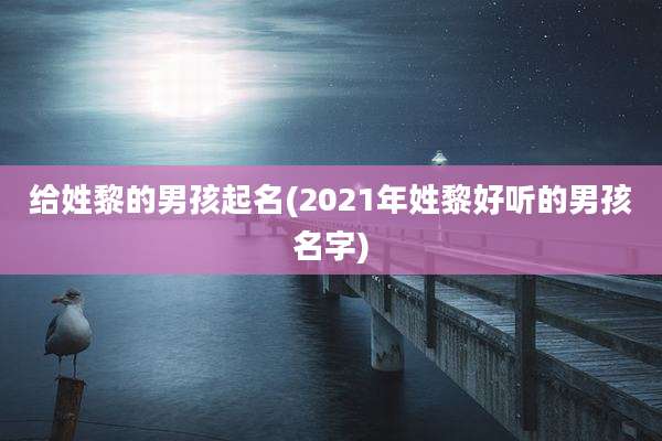 给姓黎的男孩起名(2021年姓黎好听的男孩名字)