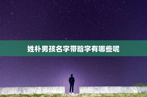姓朴男孩名字带晗字有哪些呢