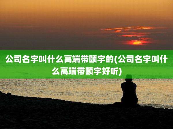 公司名字叫什么高端带颐字的(公司名字叫什么高端带颐字好听)