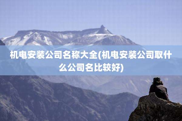 机电安装公司名称大全(机电安装公司取什么公司名比较好)