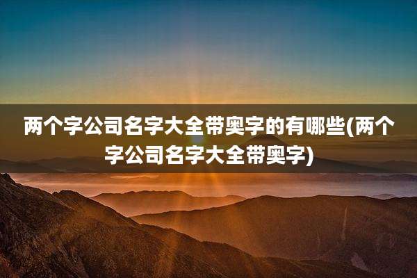 两个字公司名字大全带奥字的有哪些(两个字公司名字大全带奥字)