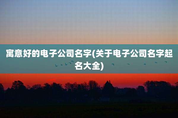 寓意好的电子公司名字(关于电子公司名字起名大全)