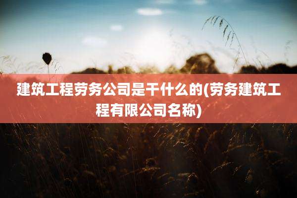 建筑工程劳务公司是干什么的(劳务建筑工程有限公司名称)