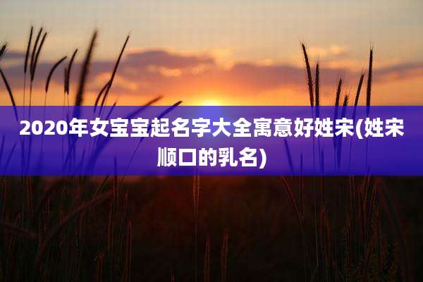 2020年女宝宝起名字大全寓意好姓宋(姓宋顺口的乳名)