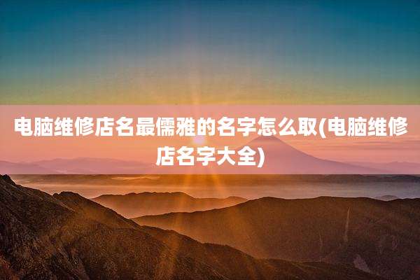 电脑维修店名最儒雅的名字怎么取(电脑维修店名字大全)