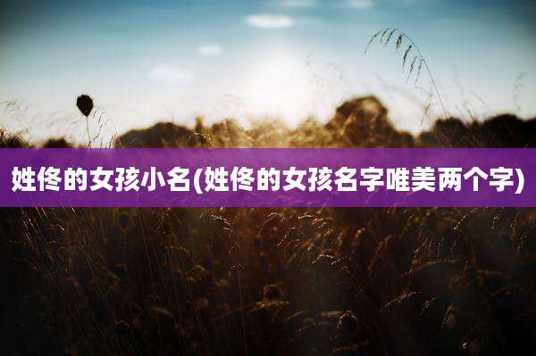 姓佟的女孩小名(姓佟的女孩名字唯美两个字)